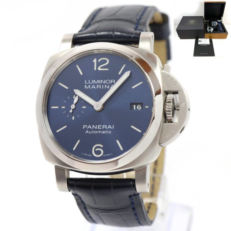 2021 Panerai Luminor Marina PAM01393 42MM Blue Dial Steel Box Papers