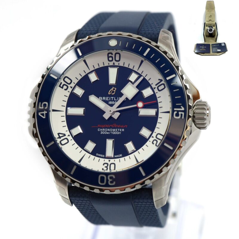 New Breitling Superocean 46 A17378E71C1S1 46MM Blue Dial Steel Box Papers