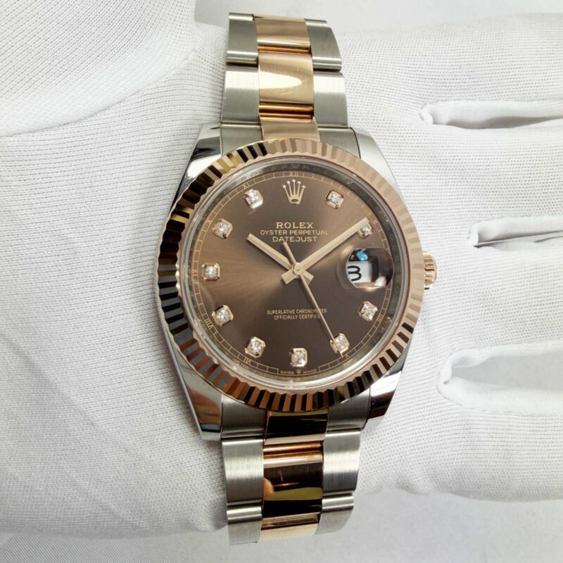 2024 Rolex Datejust 126331 41MM Chocolate Diamond Dial Rg Two-Tone Box Papers