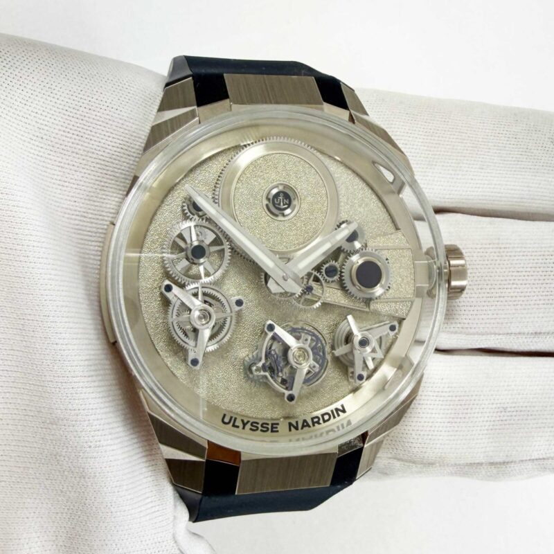 Ulysse Nardin Blast Free Wheel Maillechort 1760 45MM Silver 18K Wg Box Papers