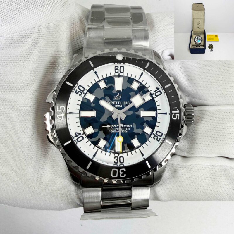 New Breitling Superocean 46 E10379 46MM Camo Dial Titanium Box Papers