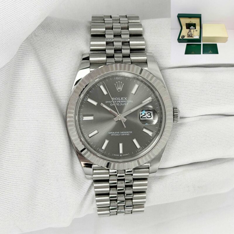 2023 Rolex Datejust 126334 41MM Rhodium Steel Fluted Jubilee Box Papers