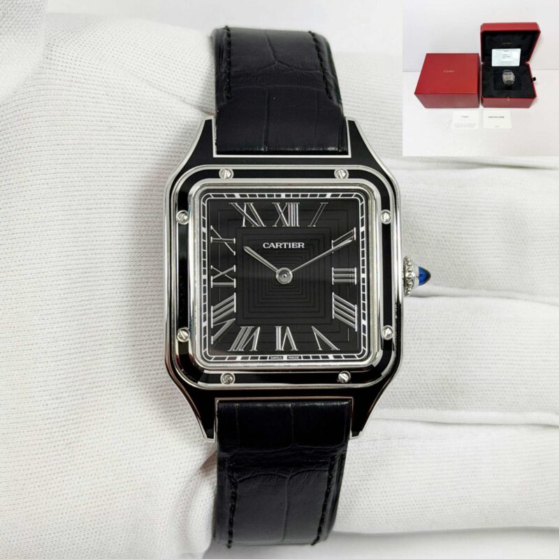 2025 Cartier Santos Dumont WSSA0046 31MM Black Stainless Steel Box Papers