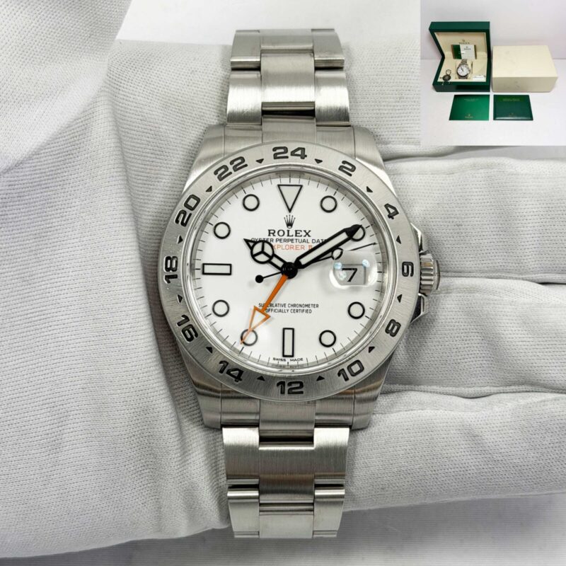 2017 Rolex Explorer II 216570 42MM Polar White Dial Steel Box Papers