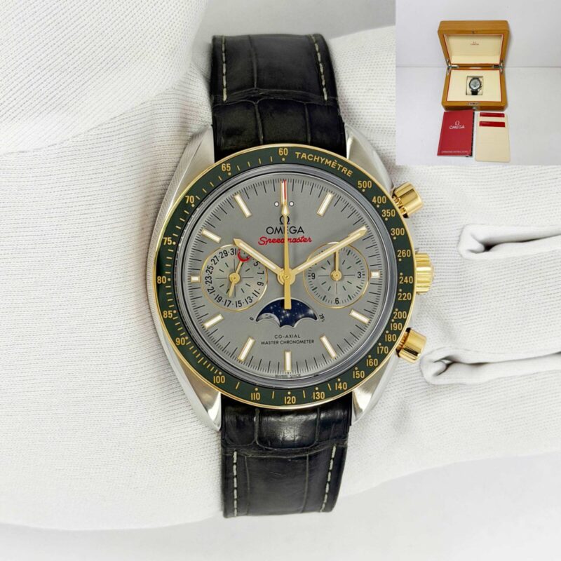 Omega Speedmaster Moonphase 304.23.44.52.06.001 44MM Grey Two-Tone Rg Box Papers