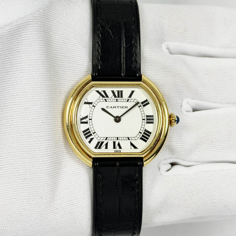 Cartier Ellipse 78091 32.5MM White Paris Dial 18K Yellow Gold Box
