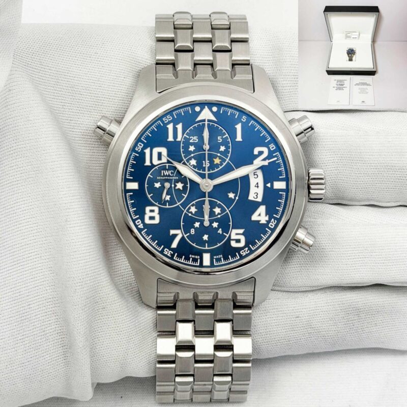 2017 IWC Pilot Double Chrono Petit Prince IW371807 44MM Blue Stainless Steel B/p