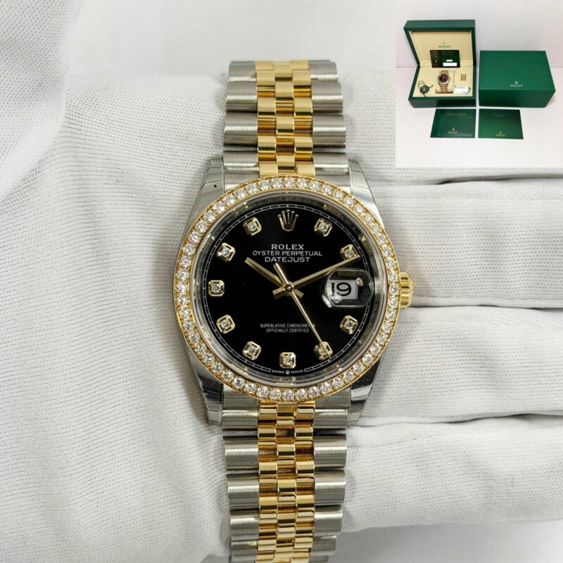 New 2025 Rolex Datejust 126283RBR 36MM Black Diamond Two-Tone Yg Box Papers