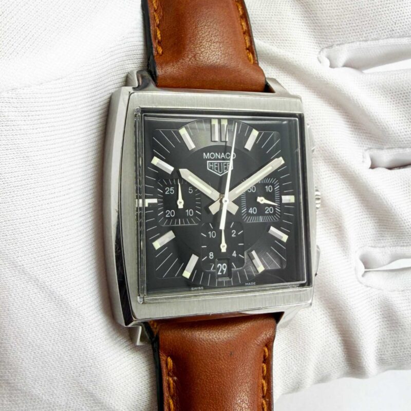 Tag Heuer Monaco Re-Edition CS2111 38MM Black Dial Stainless Steel