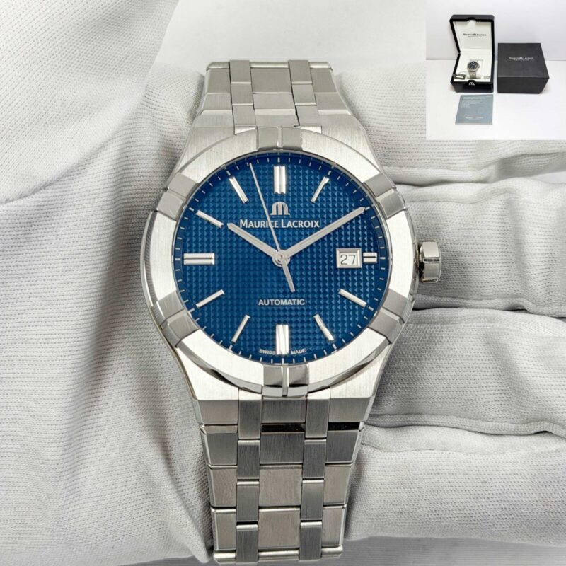 Maurice Lacroix Aikon AI6008-SS002-430-1 42MM Blue Stainless Steel Box