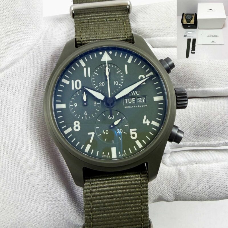 IWC Pilot Top Gun Woodland IW389106 44MM Green Dial Ceramic Box Papers