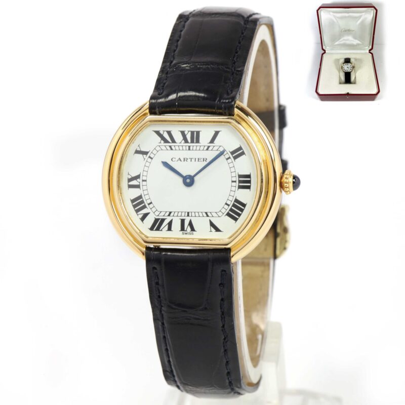 Cartier Ellipse 78091 32.5MM White Dial 18K Yellow Gold Box