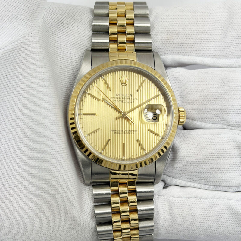 1991 Rolex Datejust 36 16233 36MM Champagne Dial Two-Tone Yellow Gold X-Serial