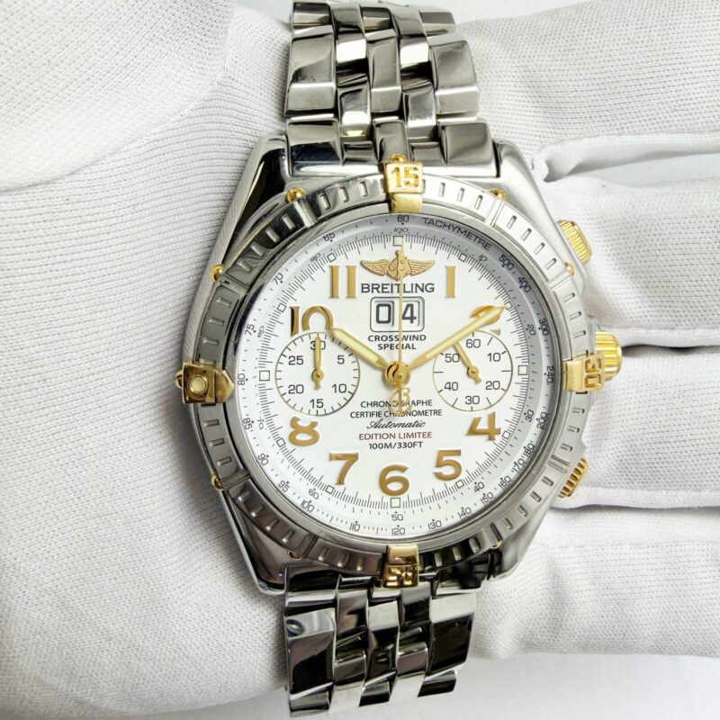 Breitling Crosswind Special B44356 44MM White Dial 18K Yg Two-Tone Box Papers