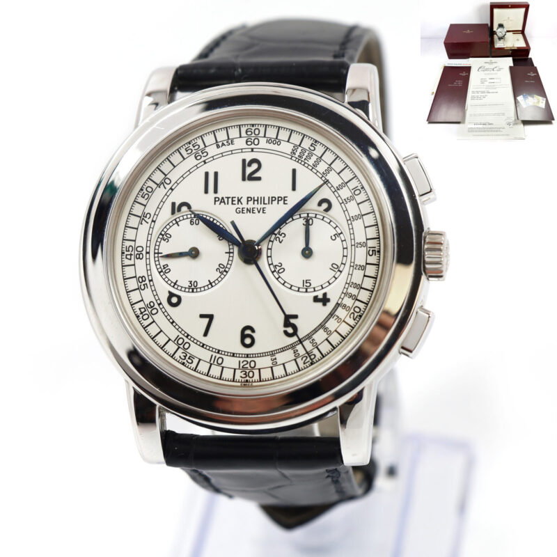 Patek Philippe Chronograph Complications 5070G 42MM White Gold Silver Box Papers