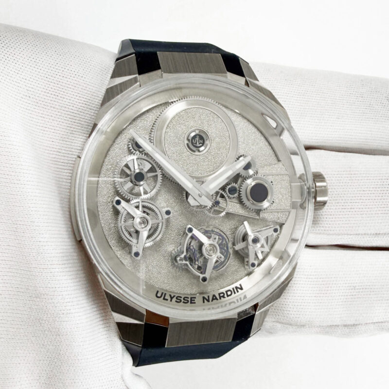 Ulysse Nardin Blast Free Wheel Maillechort 1760 45MM Silver 18K Wg Box Papers