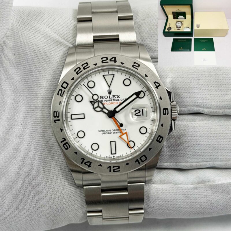 2022 Rolex Explorer II 226570 42MM White Polar Dial Stainless Steel Box Papers