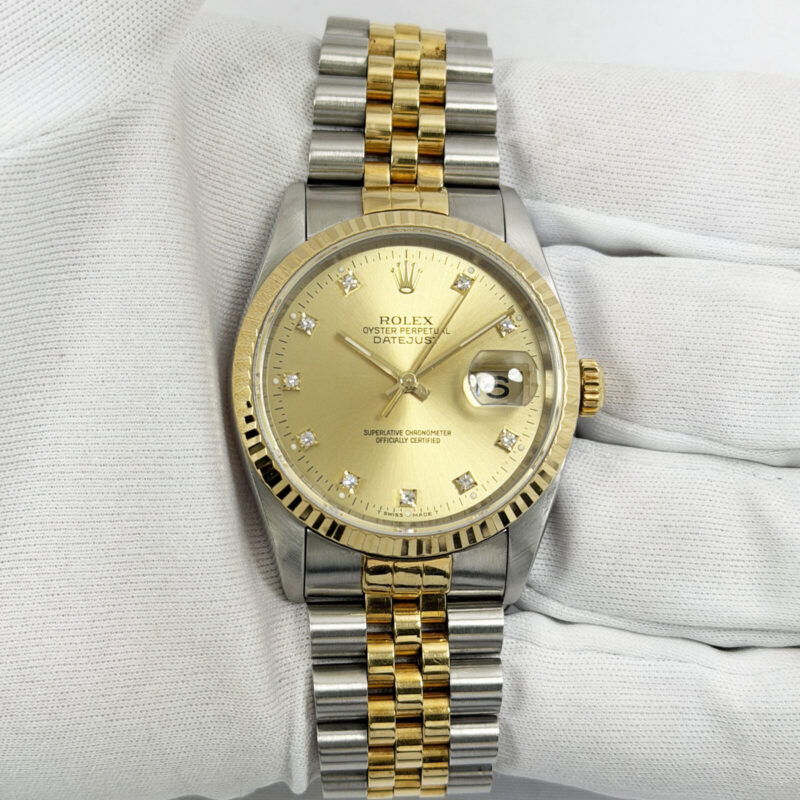 1995 Rolex Datejust 36 16233 36MM Champagne Dial Two-Tone Yellow Gold W-Serial
