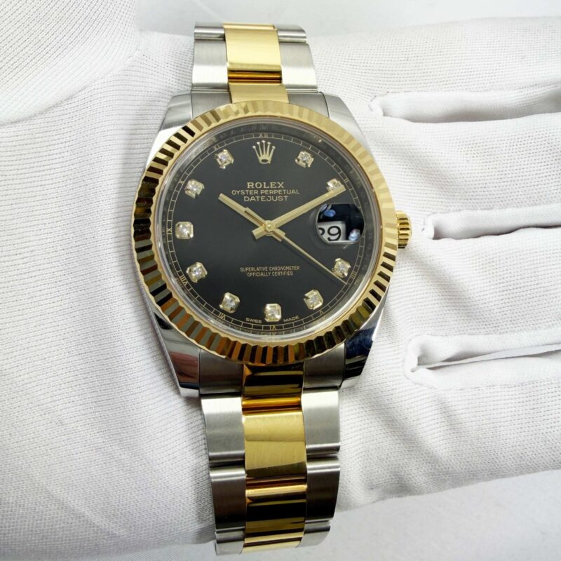 2018 Rolex Datejust 126333 41MM Black Diamond Dial 18K Yg Two-Tone Box Papers