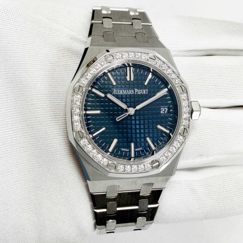 2026 Bnib Audemars Piguet Royal Oak 15551ST 36MM Blue Dial Diamonds Box Papers