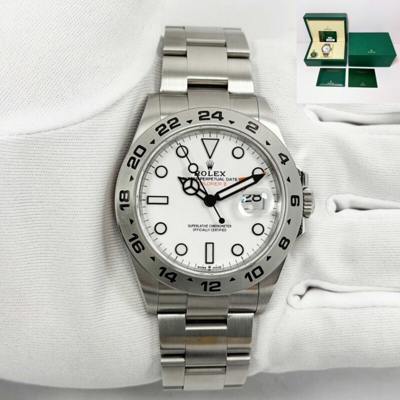 2025 Rolex Explorer II 226570 42MM White Polar Dial Stainless Steel Box Papers