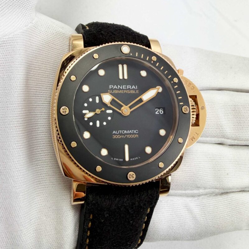 2020 Panerai Submersible Goldtech PAM01164 42MM 18K Rg Black Dial Box Papers