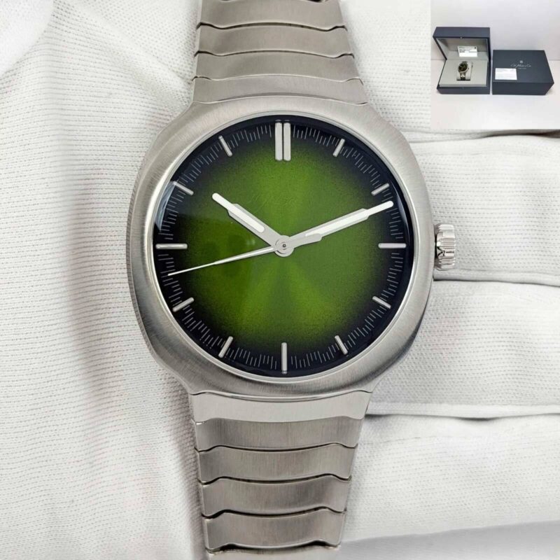 New H.moser & Cie. Streamliner 6201-1200 41MM Green Steel Box Papers