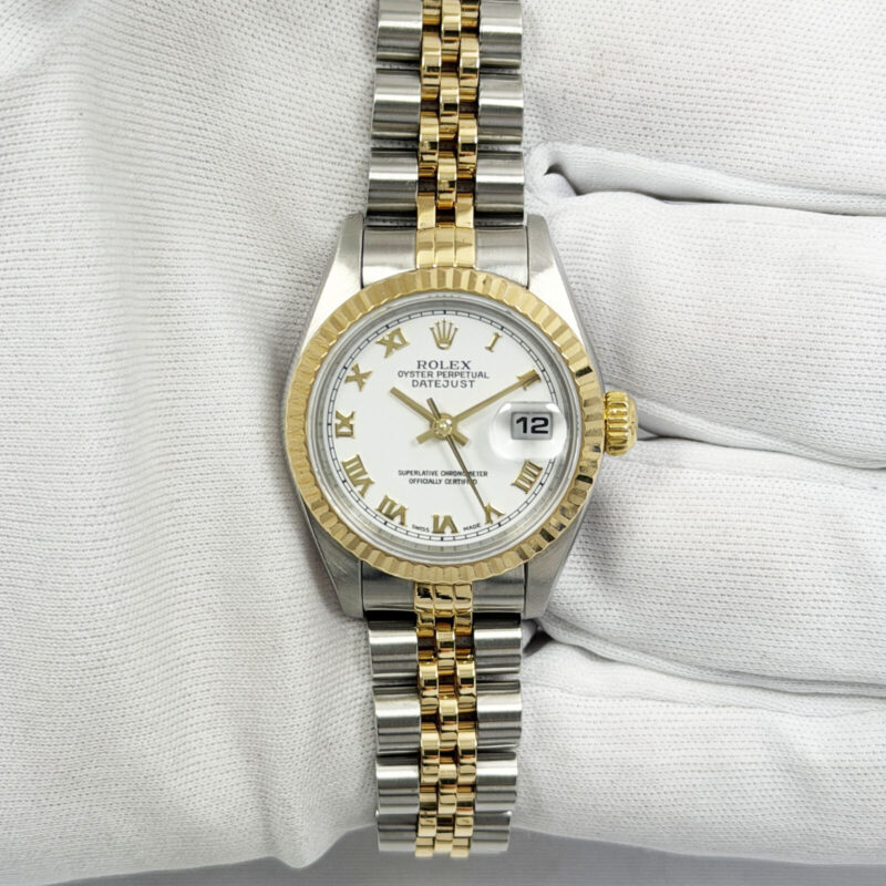 2000 Rolex Lady-Datejust 79173 26MM White Dial Two-Tone Yellow Gold K-Serial