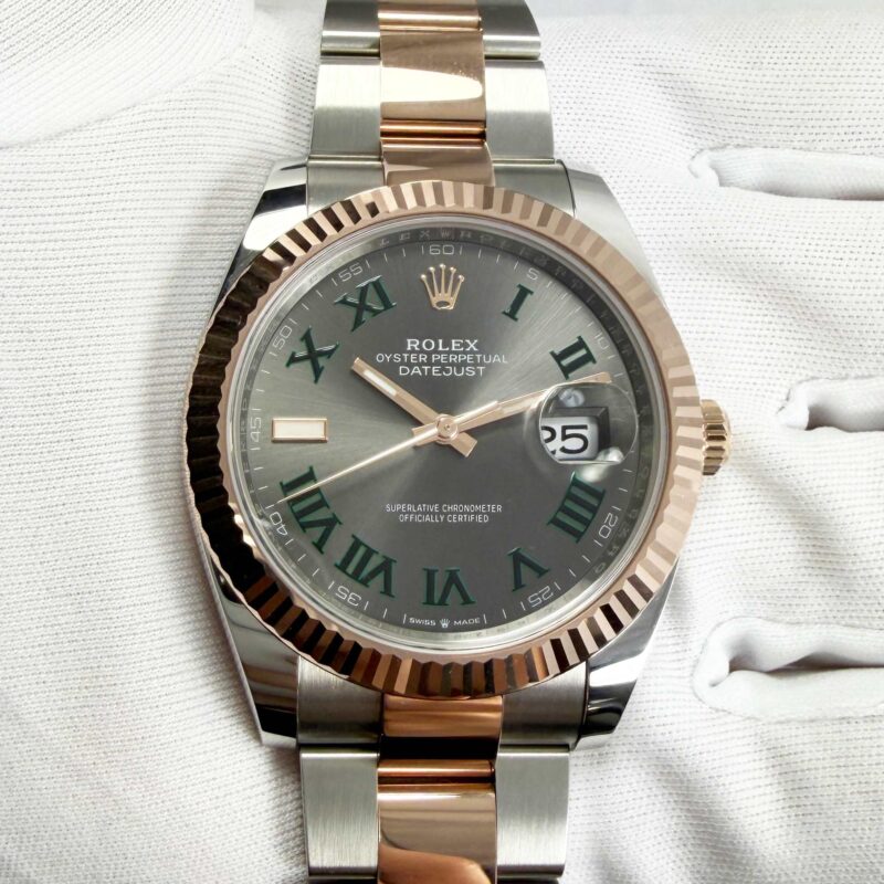 Like New Unpolished Rolex Datejust Wimbledon 126331 41MM Rg Two-Tone Box Papers