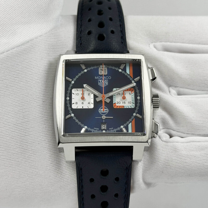 2023 Tag Heuer Monaco Gulf CBL2115.FC6494 39MM Blue Steel Box Papers