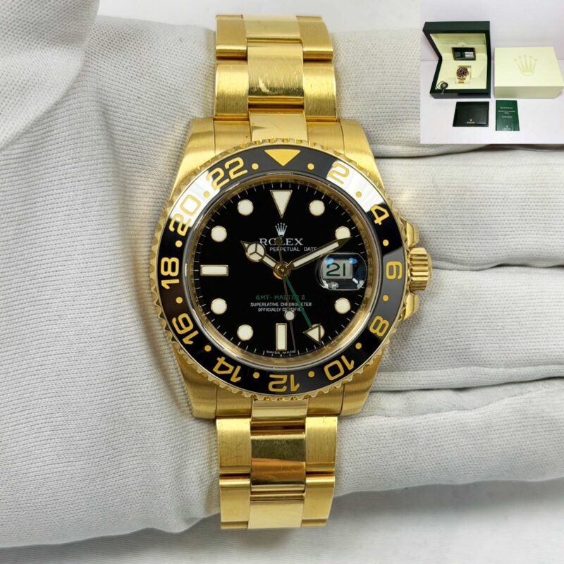 2010 Rolex GMT-Master II 116718LN 40MM Black Dial 18K Yellow Gold Box Paper