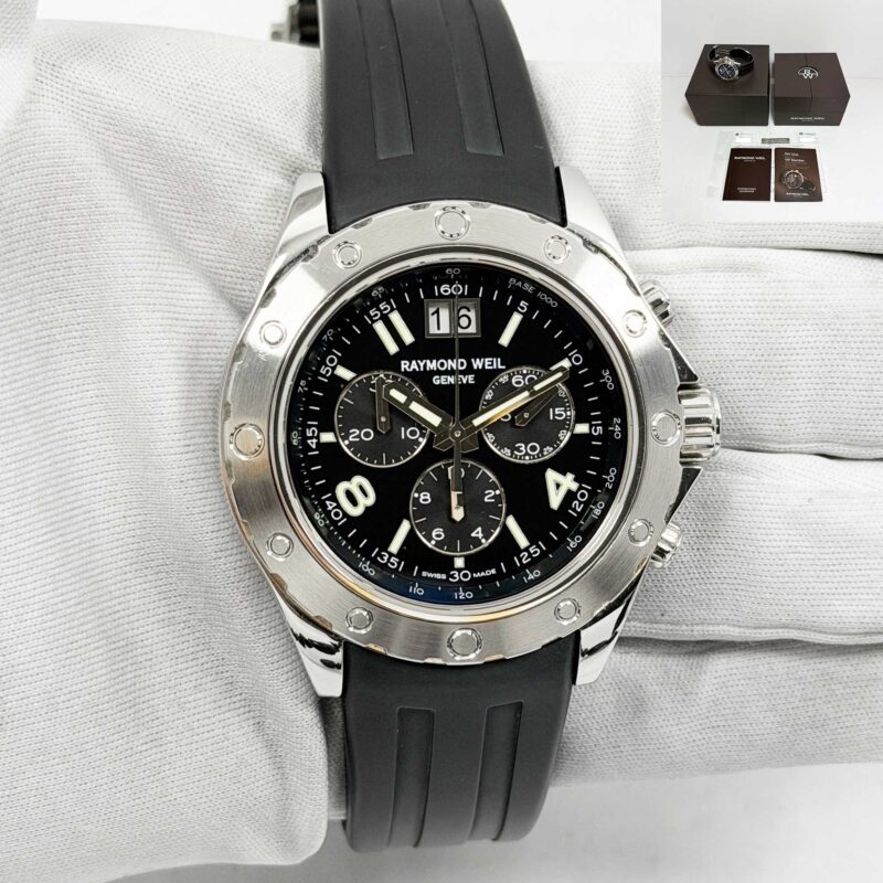 Raymond Weil Rw Sport Chronograph 8500 44MM Black Stainless Steel Box Papers