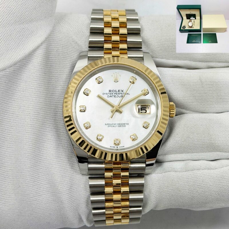 Like New 2023 Rolex Datejust 41 126333 41MM Mop Diamond Dial Yg Two-Tone Box Papers