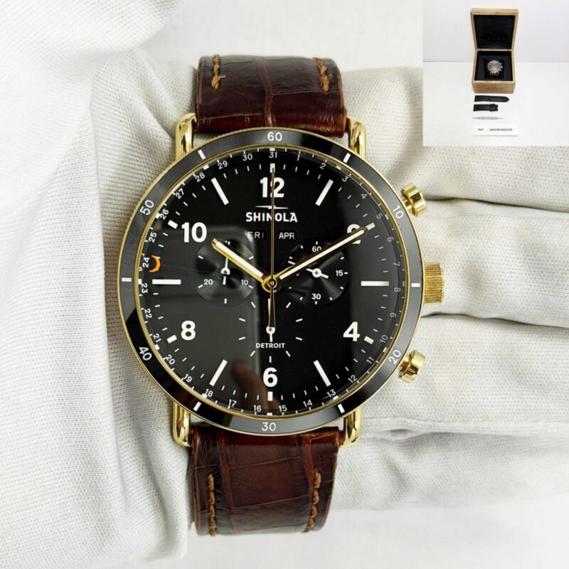 Shinola Canfield Sport Chronograph S0120109248 45MM Black Stainless Steel Box