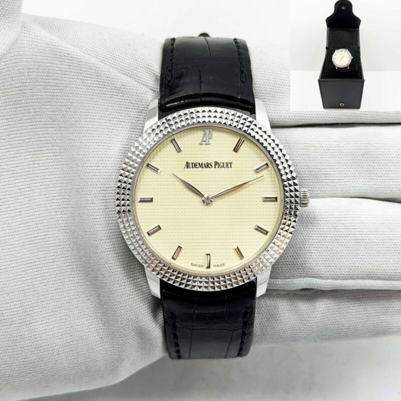 2010 Audemars Piguet Classique Clous De Paris 15163BC 38MM Beige 18K White Gold