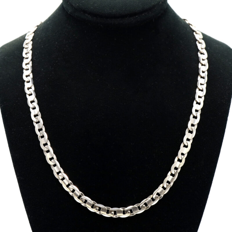 Anchor Mariner Link Chain 18K White Gold Men's Unisex Necklace 35.2G 23.5"