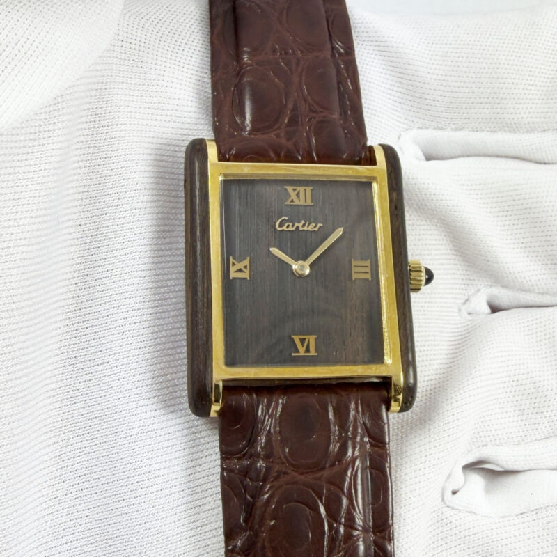 Cartier Tank Palissandre De Rio 20611 25X30MM Gold Plated Brazilian Rosewood