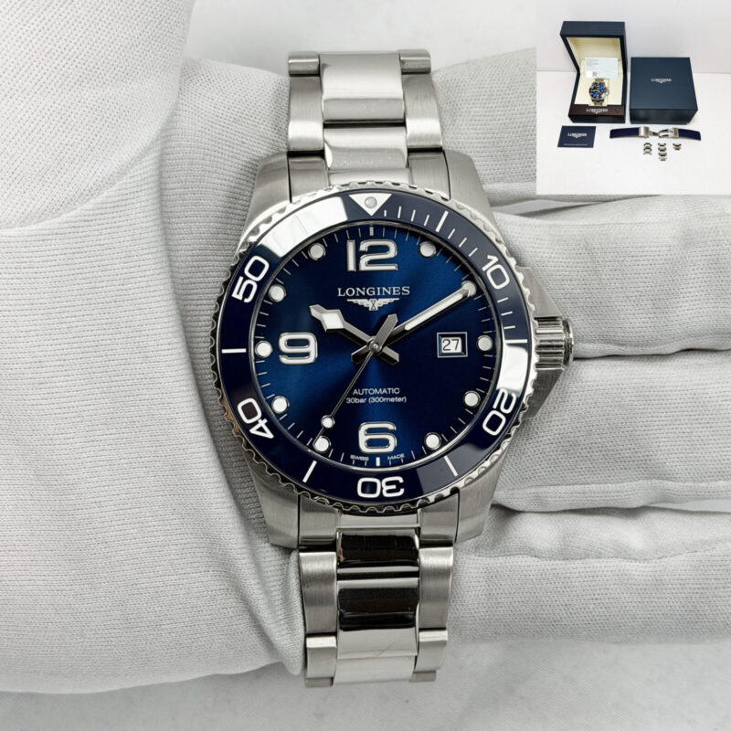 Longines Hydroconquest L3.781.4.96.6 41MM Blue Stainless Steel Box Papers