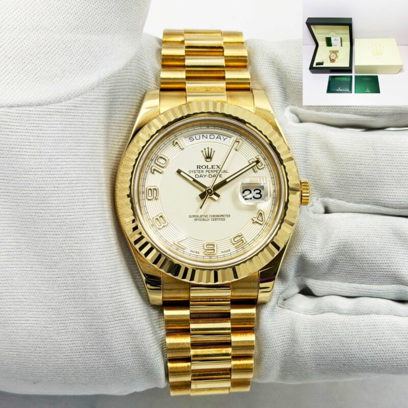 2014 Unpolished Rolex Day-Date II President 218238 41MM White 18K Yg Box Papers