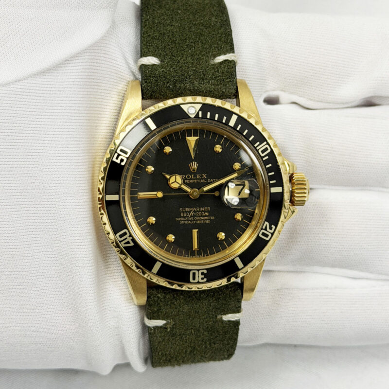 1973 Rolex Submariner Date 1680 40MM Black Nipple Dial 18K Yellow Gold