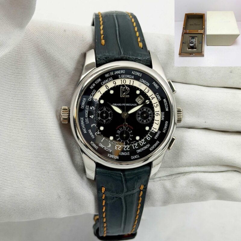 Girard Perregaux Ww.tc Chronograph World Time 4980 43MM Black Dial Platinum Box
