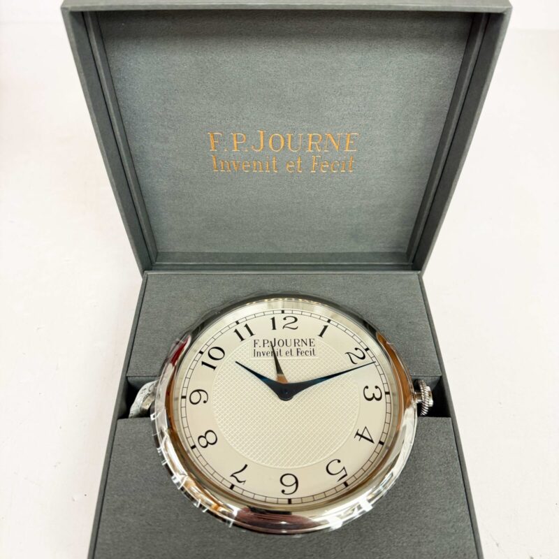 New F.p. Journe Souverain Desk Clock 126MM White Dial Stainless Steel