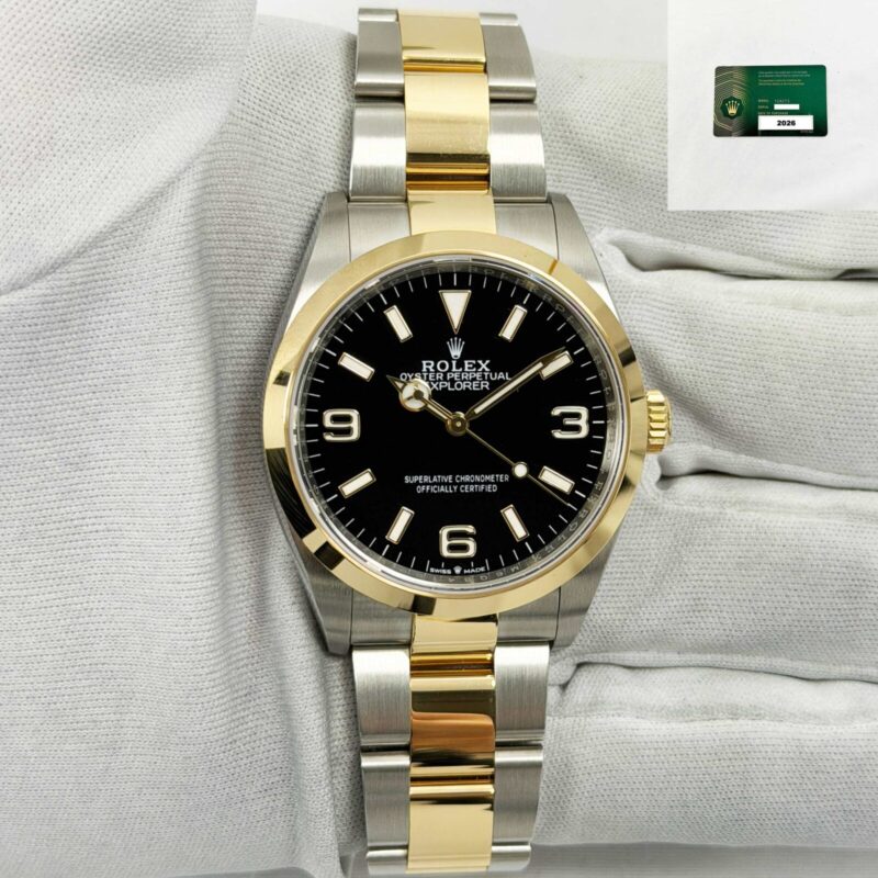 Like New 2026 Rolex Explorer 124273 36MM Black 18K Two-Tone Yellow Gold Paper