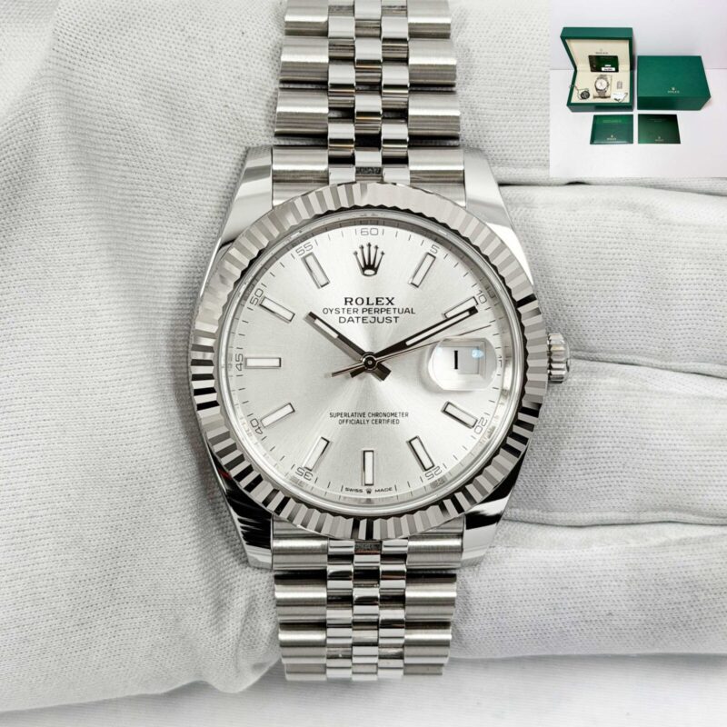 2025 Rolex Datejust 41 126334 41MM Silver Dial Fluted Jubilee Steel Box Papers