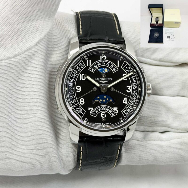 Longines Saint Imier Moonphase L2.764.4.53.3 44MM Black Stainless Steel B/p