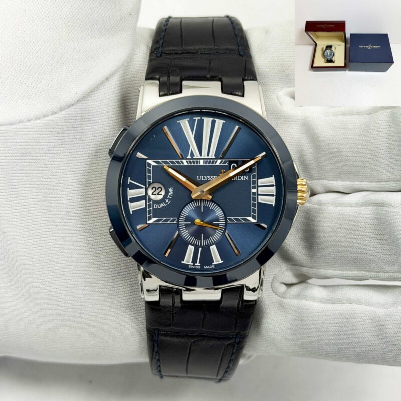 Ulysse Nardin Boutique Executive Dual Time 243-00 43MM Blue Dial Steel Box