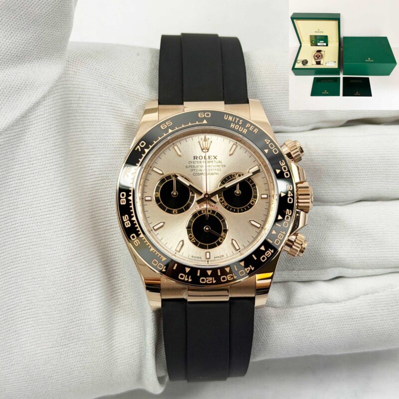 Unworn 2025 Rolex Daytona 126515LN 40MM Sundust 18K Rg Oysterflex Box Papers