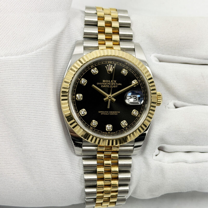Rolex Datejust 41 126333 41MM Black Diamond Dial Jubilee Two-Tone Yellow Gold