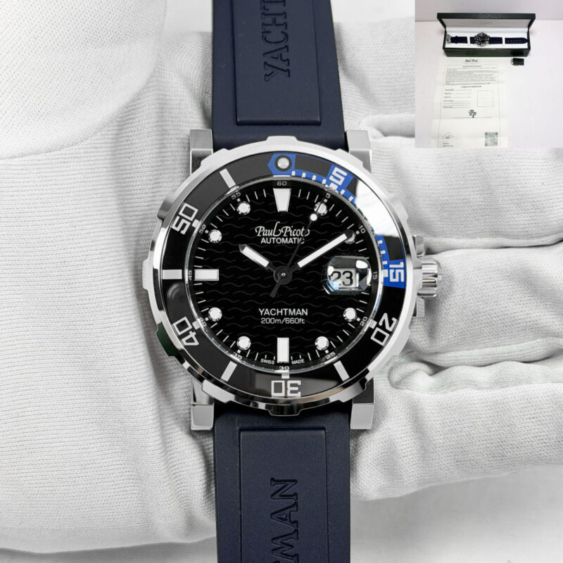 Paul Picot Yachtman P1151 43MM Black Stainless Steel Box Papers