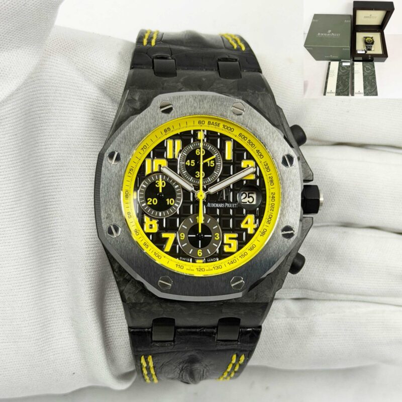 2009 Audemars Piguet Royal Oak Offshore Bumble Bee 26176FO 42MM Black Carbon B/p